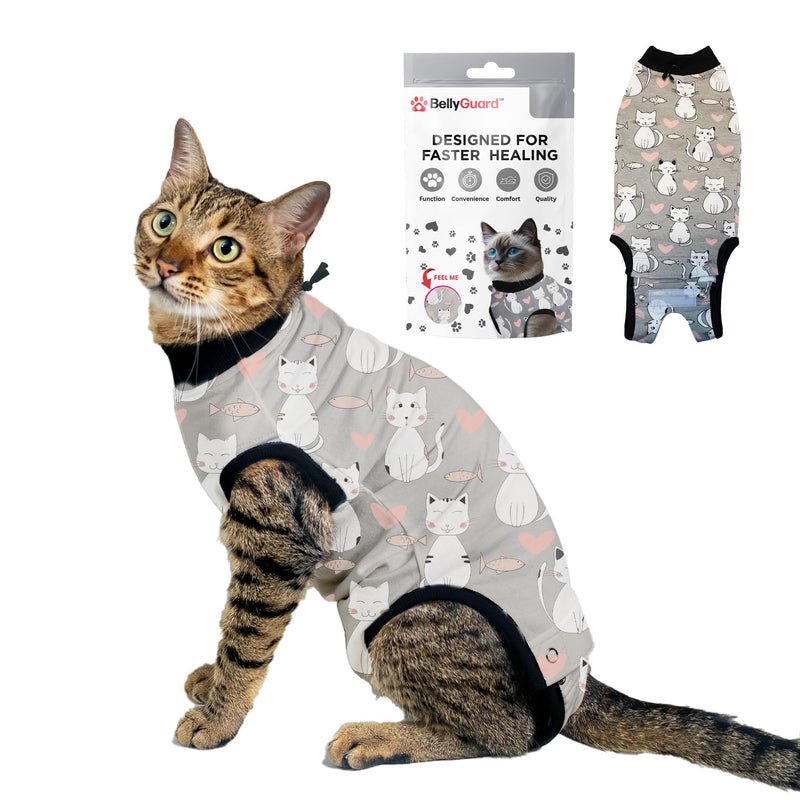 BellyGuard Cat Recovery Suit for Female and Male, Cat Surgery Suit Alternative, Onesie for After Spay Care, Post-Surgery Protective Body Cover for Feline and Kitten Healing