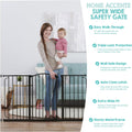 Regalo Safety 30.5-58" Extra Wide Arch Baby Gate with Door, Pressure Mount Walk Through Gate for Doorways & Bottom of Stairs, Babies, Toddlers & Pets, Tested & Safe, American Designed, American Owned