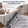 Dog Ramp for Bed or Couch, Wooden Pet Ramp with 20° Gentle Slope, Removable Side Rails, Non-Slip Surface, Top Platform &