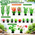 16-Piece Artificial Aquarium Plants Set – Vibrant, Realistic Fish Tank Decorations for Aquariums, Reptile Terrariums, an
