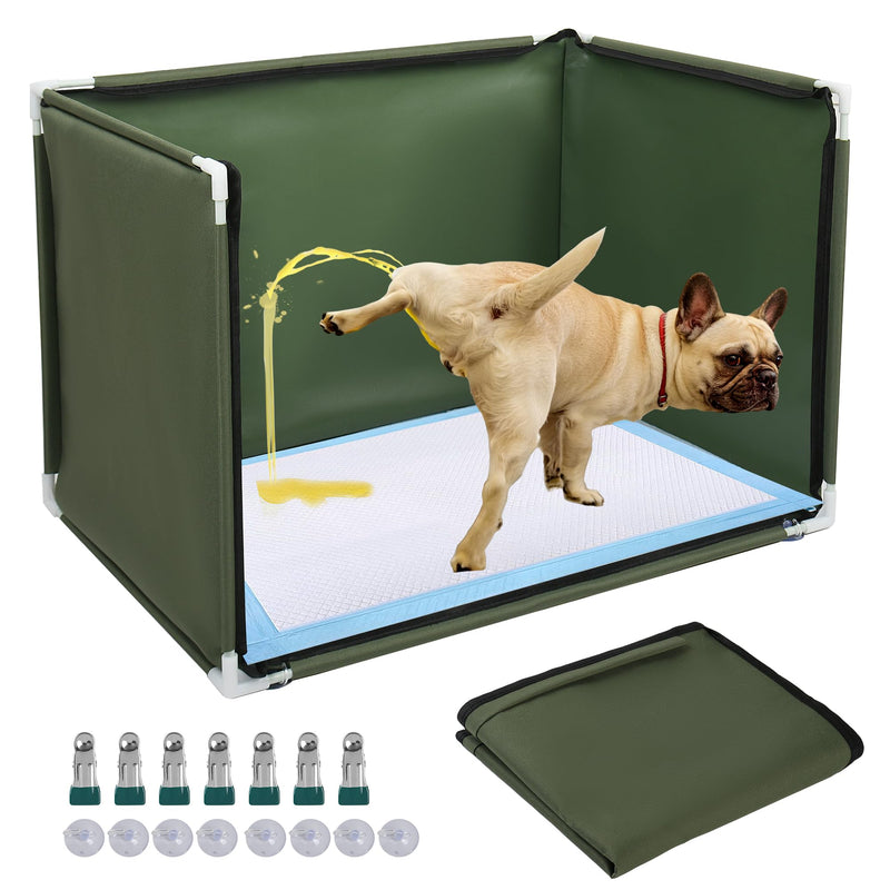 CATHRABO Dog Pee Pad Holder with High Walls,Waterproof Puppy Litter Box,Foldable Indoor Dog Potty,No Spill Pet Toilet for Small/Medium Puppy, Easy Clean,Army Green (24