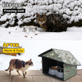 Dreyoo Outdoor Cat Feeding Station for Food & Water, Weatherproof Outdoor Kitty Dining Room Cat Shelter for Stray, Feral