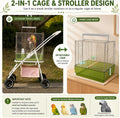 Bird Travel Cage Stroller, Foldable Parrot Carrier with Detachable Professional Bird Cage and Bottom Storage Basket for 