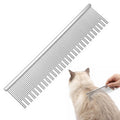 6 Inches Stainless Steel Dual Tooth Cat Comb, Deshedding Dematting Detangler Grooming Tool For Long Haired Cats, Pet Hai