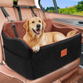 INDYBUD Dog Car Seat for Medium/Large Dogs, Memory Foam Pet Booster Seat for Under 55 lbs or 2 Small Dogs, Detachable Dog Car Bed for Backseat with 2 Safety Leashes and Pockets(Black/Brown, Large)