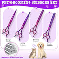 Dream Reach Dog Grooming Scissors - 7" Professional 6 in 1 Pet Scissors Sharp and Durable Shears Set Thinning, Chunker, 