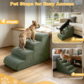 Olaivy Dog Stairs for Small Dogs 17.7" H, 4-Step Dog Ramp for Aged and Injured Dogs, Foam Pet Stairs for Cats to Get on Bed, Couch or Chair, Non-Slip, Steady, Washable Cover, Green