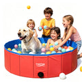 TrekFree Foldable Pet Pool, Puppy Small Medium Large Dogs Pool,Non-Slip Pet Bath Tub for Outdoor Backyard,Collapsible Dogs Swimming Pool for Dogs Cats and Kids 47" red