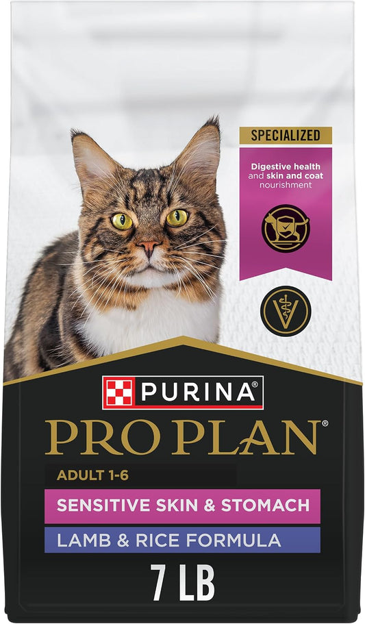 Purina Pro Plan Sensitive Skin and Stomach Cat Food, Lamb and Rice Formula - 7 lb. Bag