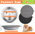 Patelai 4 Pcs Stainless Steel Dog Bowls with Silicone Lids Portable Food and Water Dishes for Pets Sealable Containers for 6.3" for Cats & Small Dogs (Black,Gray)