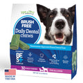 Vetality Brush Free Daily Dental Care Chews for Dogs | Cleans Teeth and Freshens Breath | 30 Count | B.E.S.T. Complex Provides Complete Oral Cleaning and Tartar Control