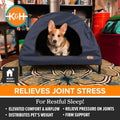 K&H Pet Products Pet Cot House for Medium Dogs, Outdoor Elevated Dog Cot House, Enclosed Canopy, Window Flaps for Air Flow, Washable Cover, Raised Metal Frame, Collapsible - Medium 32 X 25in Blue