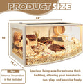 Prolee Hamster Cage Chew Proof Wood, Hamsters Enclosure Openable Top with Curved Design,Waterproof Small Animals Cage wi