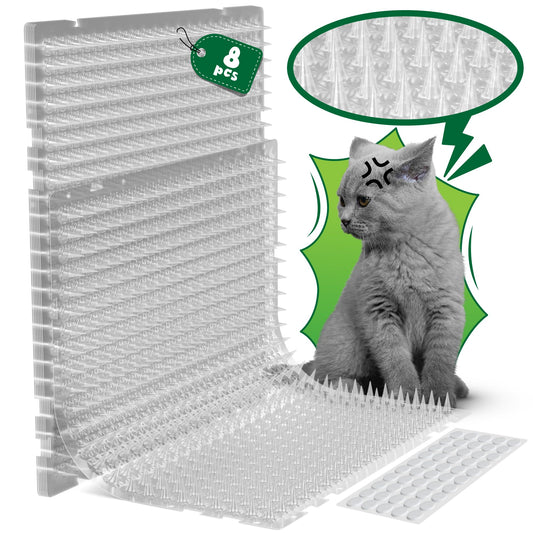 ohlela 8 Pack Scat Mat for Cats - 16 x 13 Inch Cat Repellent Mat with 1 Inch Spike is an Effective Stray Cat Repellent Outdoor & Indoor to Deter Cats & Dogs. Pet Deterrent Indoor 11.5sqft Coverage