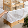 Quadafy Bird Cage Seed Catcher Guard, Adjustable Stretchy Net Cover for Parrot Enclosures, Bird Cage Skirt Netting, Seed Catcher for Protective Shield for Parrot Enclosures (White)
