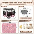 Dog Cat Small Animal Puppy Playpen Crate with 3 Blankets, Small, Pink