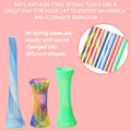 Leitee 60 Pcs Cat Spring Toys Kitten Tubes Indoor Interactive Chinese Finger Trap Cat Toys Plastic Coil for Pet Hunt Scratch(Random Colors)