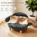 Famifit Cat Sofa Furniture-Style Pet Bed with Removable Cotton Velvet Cover, Solid Pine Wood Legs, for Cats and Small Dogs, Gray