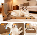Goosheep Cat Scratching Post, 3-in1 Scratching Board for Indoor Cats, 2PK 22in L-Shaped Cat Scratcher with 1PK Cardboard Box Scratch Pad, Cats Scratch Furniture Protector with Feathered Toy