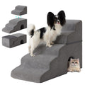 Dog Stairs for Bed 23’’ H, 5-Step Dog Steps for High Bed, Foldable Pet Stairs for Small Dogs and Cats to Get on Beds, Couch, Non-Slip Balanced Pet Steps and Ramp with Waterproof Cover, Grey