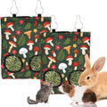 JarThenaAMCS 2Pcs Rabbit Hay Feeder Bag with 2 Holes 11.5 x 9 Inch Mushroom Guinea Pig Hanging Hay Feeding Bag Storage D