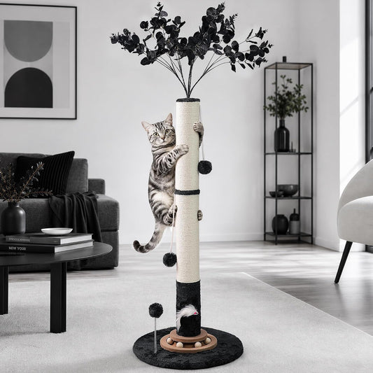 46" Tall Cat Scratching Post, Natural Sisal Cat Tree for Indoor Adult Cats