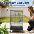 VIVOHOME 30 Inch Height Wrought Iron Bird Cage with Rolling Stand for Conures Lovebirds Cockatiels Finches, Black