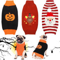 Sanwuta 3 Pcs Halloween Thanksgiving Christmas Dog Kint Sweaters Sets, S