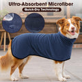 HezzLuv Microfibre Dog Bathrobe Towel Wrap Super Absorbent Dog Drying Coat Bath Robe for Puppy, Medium & Large Dogs, Fast Drying, Adjustable