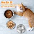 ARGCONNER 6 Pcs Stainless Steel Cat Bowls, Metal Cat Bowls Whisker Friendly, 5.5Inch Shallow Wide Cat Food Dishes, Replacement Basic Cat Plates