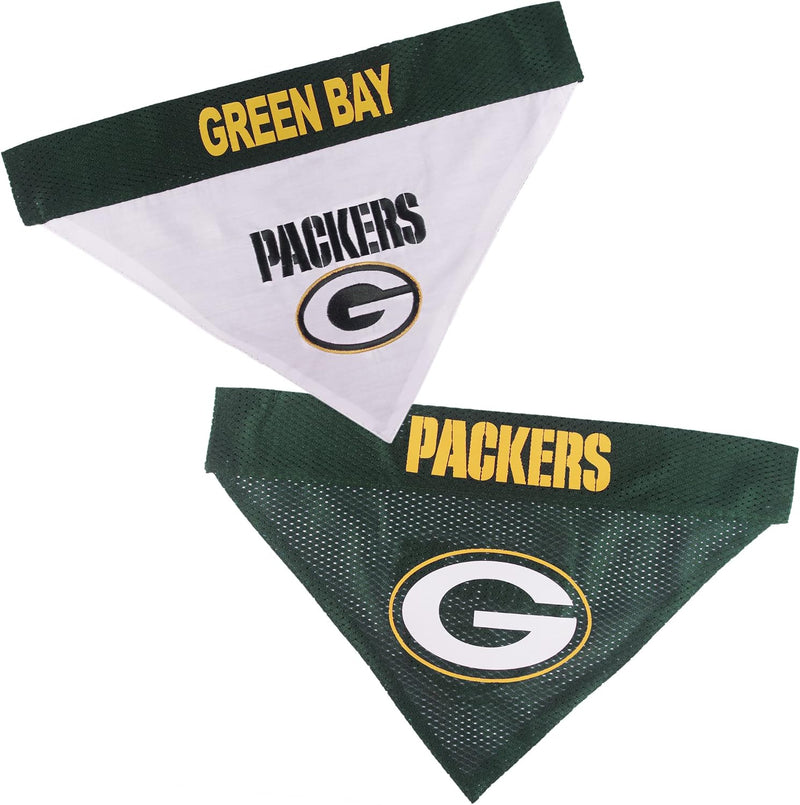 Pets First NFL DOG BANDANA - GREEN BAY PACKERS REVERSIBLE PET BANDANA. 2 Sided Sports Bandana with a PREMIUM Embroidery 