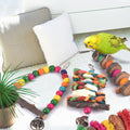 Bissap Bird Chew Toys, 7 Packs Parakeet Natural Wood Toys Parrot Hanging Cage Toy Perch Stand for Small Birds Conure Cockatiel Parrotlet Lovebird Budgie