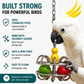 Bird Toys for Large Birds (Impossiball) Stainless Steel Foraging Treat Dispenser for Macaws, Cockatoos, Parakeets & Parr