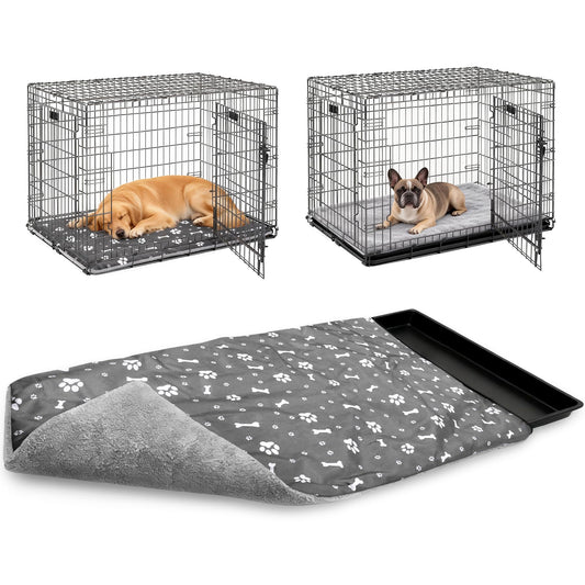 41.7 * 27.9inch Dog Crate Pan Covers Washable Dog Crate Tray Cover Waterproof Oxford Cloth/Soft Flannel Side Fit Bed Liner for Pet Cage Pan