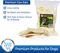 PET MAGASIN Premium Natural Jumbo Cow Ears - Peanut Butter Flavored 12-Pack Dog Treats, Long-Lasting Super Chew, FDA Reg