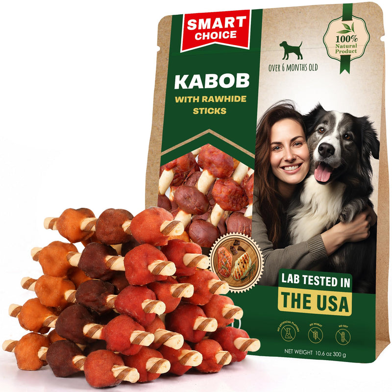 Beloved Pets Dog Treats Rawhide Kabobs with Duck & Chicken Human Grade Meat 10.6 Oz - All Natural & Dried Snacks - Grain Free Long Lasting Chews for Large & Small Dogs - Best Sticks for Training