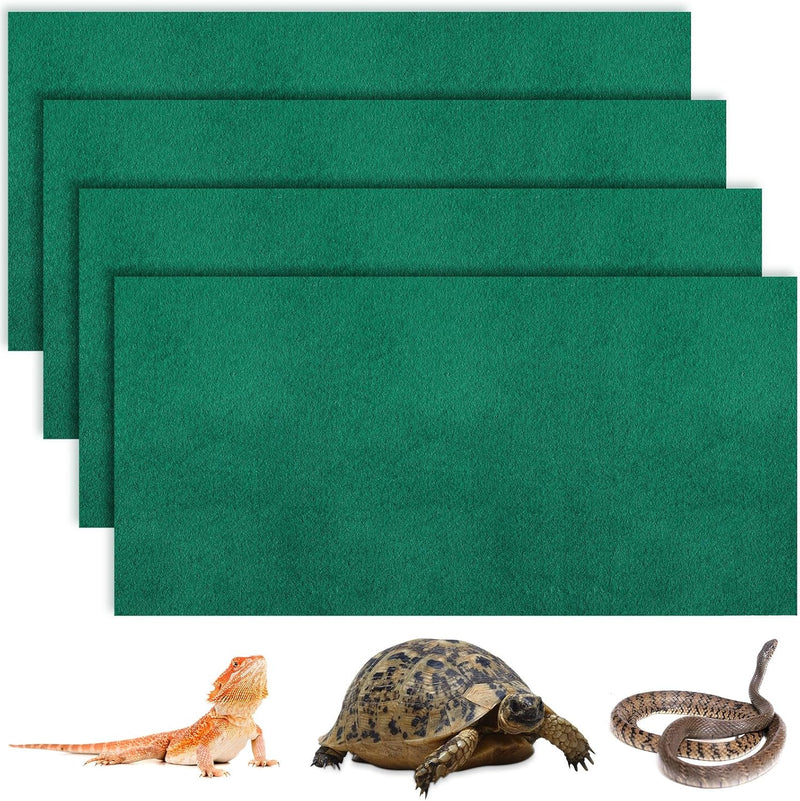 Haull 4 Pcs Reptile Carpet Terrarium Floor Mat Liner, 47 x 24 Inch, Green