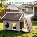 Rockever Outdoor Cat House, Waterproof Feral Cat House for Outdoor Cats with Escape Door and Clear Windows for 2 Cats(with Self Warming Mat)