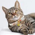 2 Pack Cotton Breakaway Cat Collars Set with Bell and Flower Pendant, Cute Floral Fruit Patterned, Adjustable 7.5-11Inch