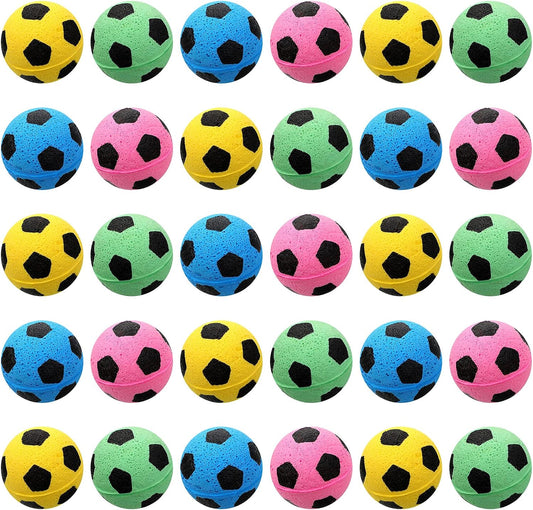 Skylety 32 Pcs Cat Soccer Ball Toys Foam Soccer Cat Toy Kitten Pet