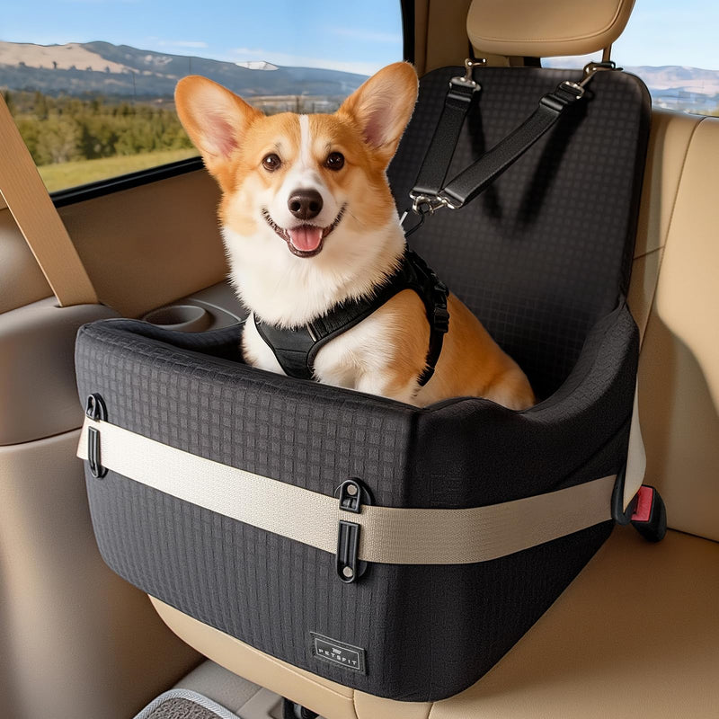 PETSFIT Dog Booster Car Seat for Small/Medium Dogs Up to 35 lbs – Patented Safety System, 5