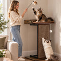 Modern Wood Cat Tree Tower for Indoor Large Adult Cats with Big Perch Bed