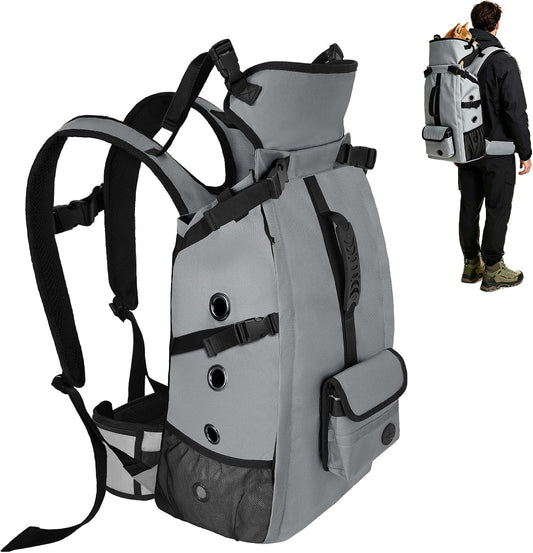Breathable Dog Hiking Backpack Carrier for Large Dogs, Grey