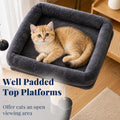 Hey-brother Cat Tree, 53 inch Cat Tower for Indoor Cats, Cat House with Padded Platform Bed, Toy Balls, Large Cozy Condo, Hammocks and Sisal Scratching Posts, Smoky Gray MPJ019-SG