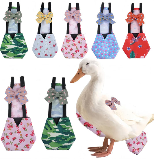 2 Pack Chicken Diapers for Hens, Roosters, Diapers for Ducks, Ducklings, Reusable Pet Diaper with Bow Ties Waterproof Po