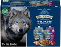 Blue Buffalo Wilderness Trail Toppers Wild Cuts Wet Dog Food Variety Pack, High-Protein & Grain-Free, Made with Natural Ingredients, Chicken and Beef Flavors, 3-oz Pouches, (12 Count, 6 of Each)