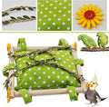 Bird Toy Climbing Hammock Nest Hanging Bird Bed for Cage Wooden Perch Stand Swing with Bell Toy for Parrot Parakeet Cock