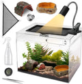 AZV Reptile Terrarium Starter Kit,8 Piece 3.2-Gal Clear PC Hermit Crab Tank