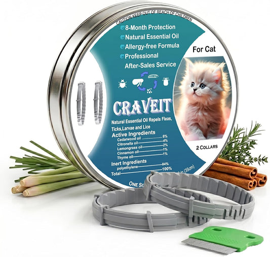 Craveit Natural Flea and Tick Collar for Cats, 4 Pack