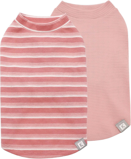 KYEESE 2Pack Waffle Dog Shirt for Small Dogs Striped Dog Sweater Tank Top